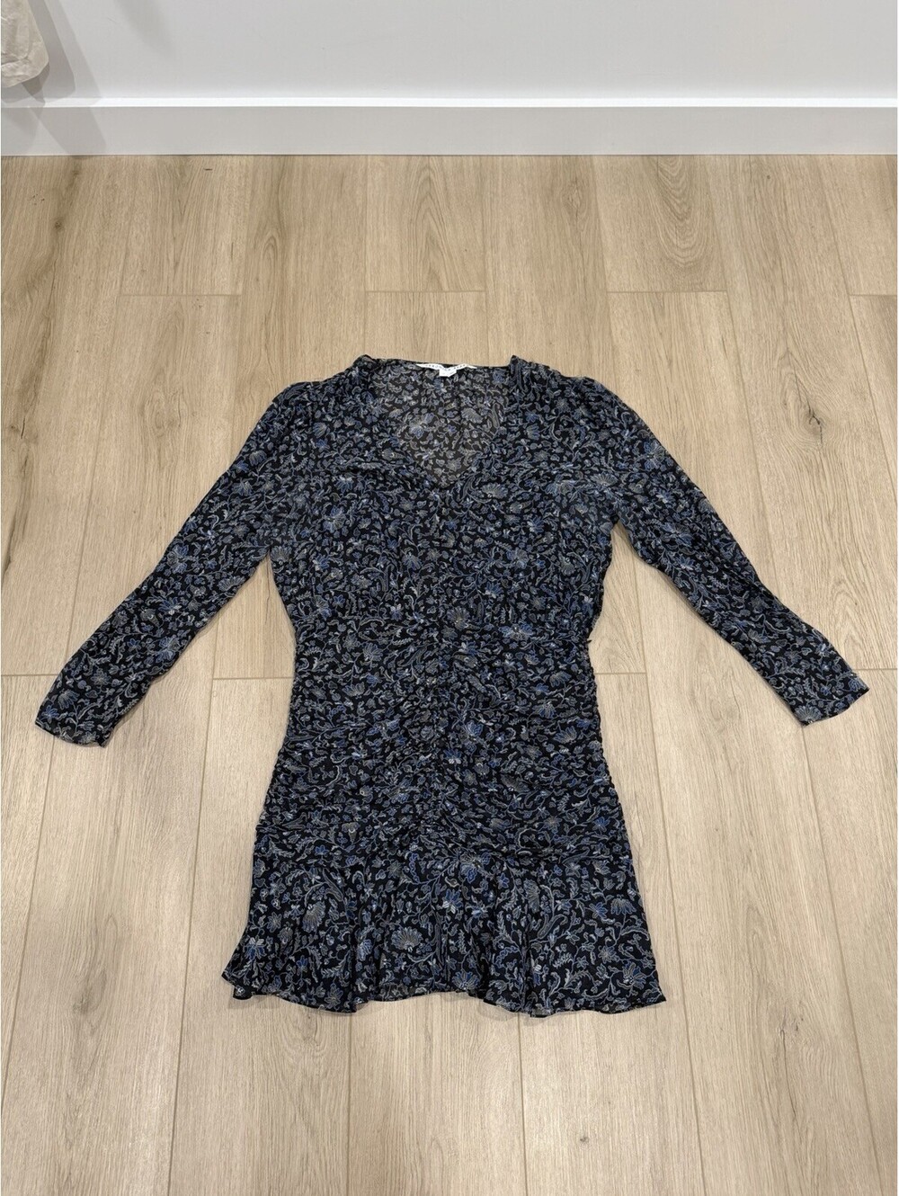 Veronica Beard Rosalia Floral Silk Dress Size 12 Blue